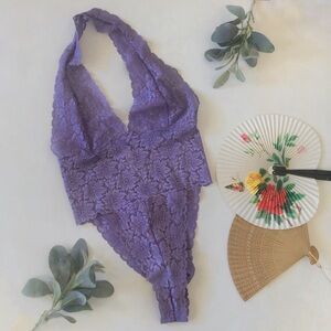 Vintage Victoria’s Secret Purple Lace Halter Top Lingerie Bodysuit